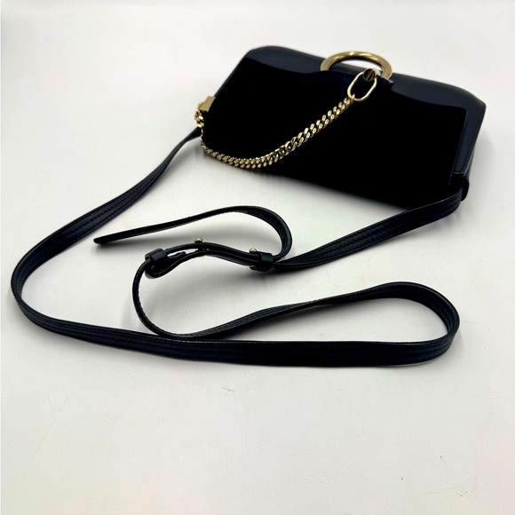 Auth Chloe Black Suede Leatherr Faye Small Crossbody Bag - Picture 9 of 15
